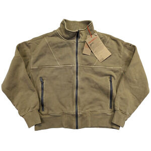 Merrell Scout Zip Up Sweater Women Size XS Beige Relaxed Crop Fit Long Sleeve